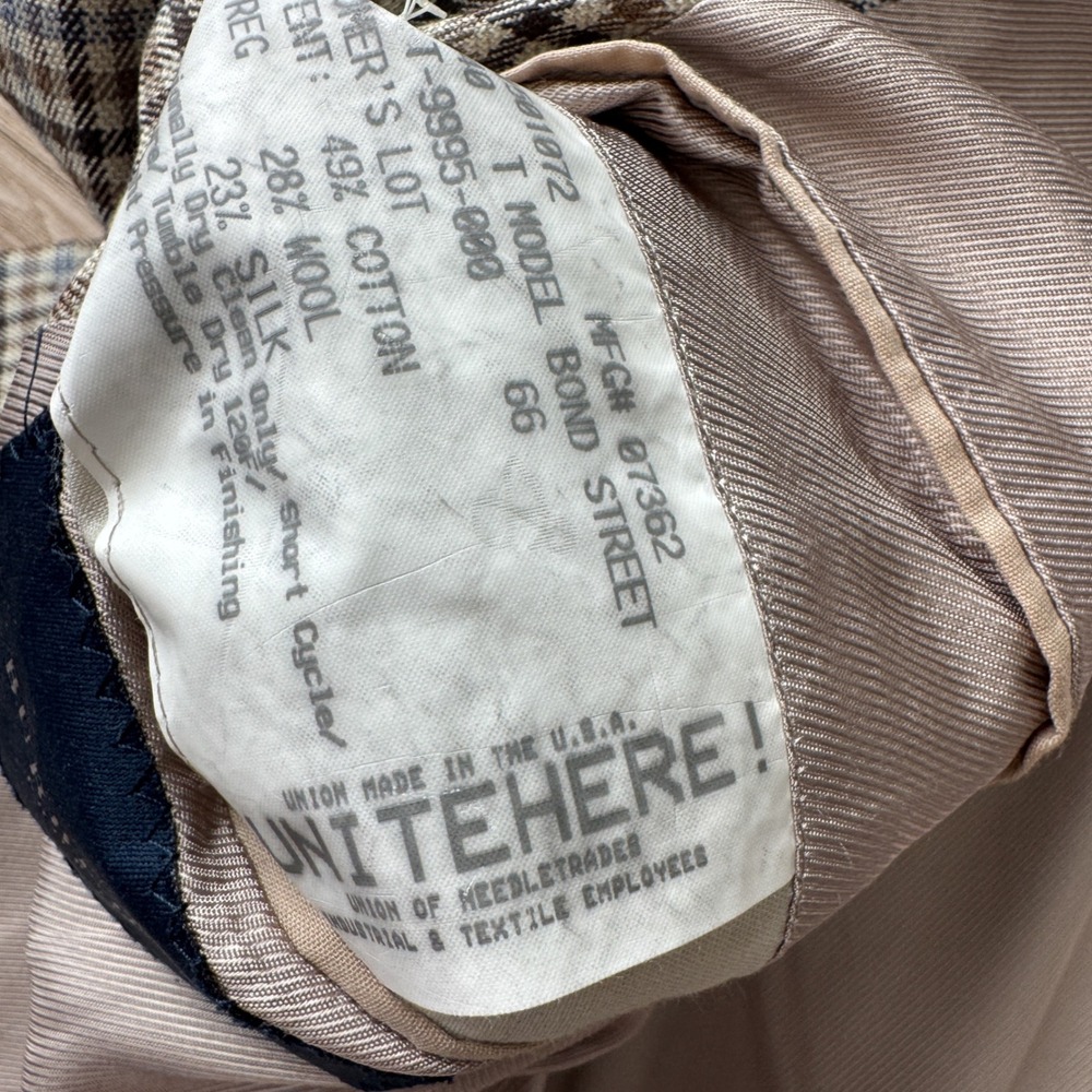 VTG Burberry London 42 Reg Blazer Bond Street Silk Wool Cotton Check Sport Coat - Picture 10 of 10